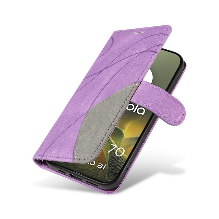 For Motorola Edge 70 5G Dual-color Splicing Flip Leather Phone Case