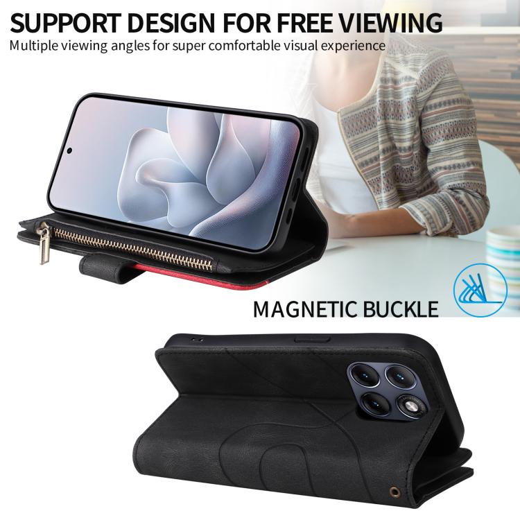 For Motorola Edge 70 Fusion 5G Dual-color Splicing Flip Leather Phone Case