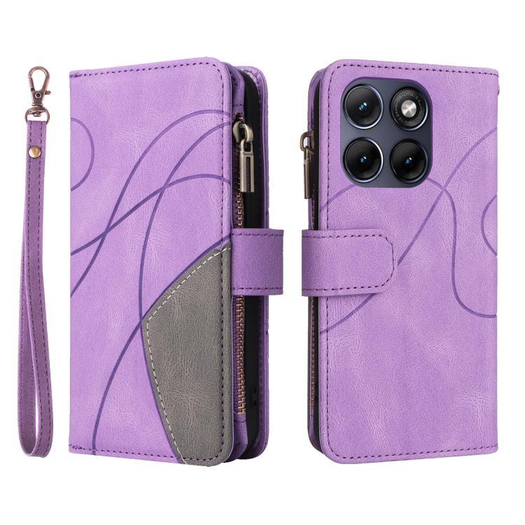 For Motorola Edge 70 Fusion 5G Dual-color Splicing Flip Leather Phone Case