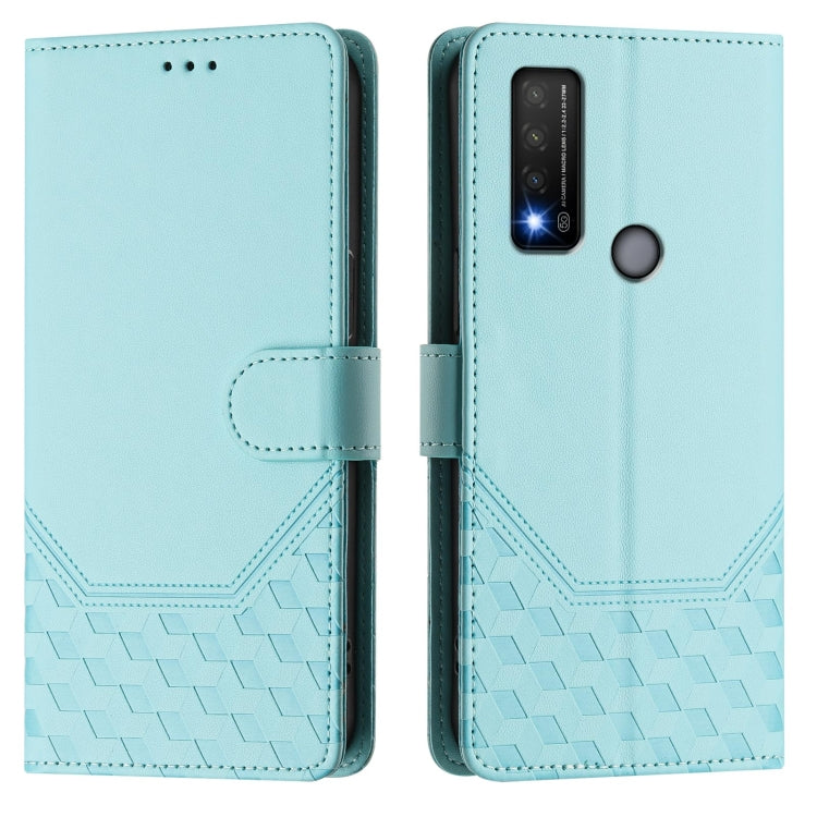 For TCL 20R Honeycomb Embossing RFID Leather Phone Case