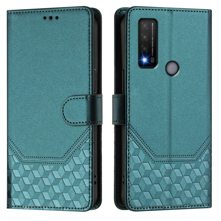 For TCL 20R Honeycomb Embossing RFID Leather Phone Case