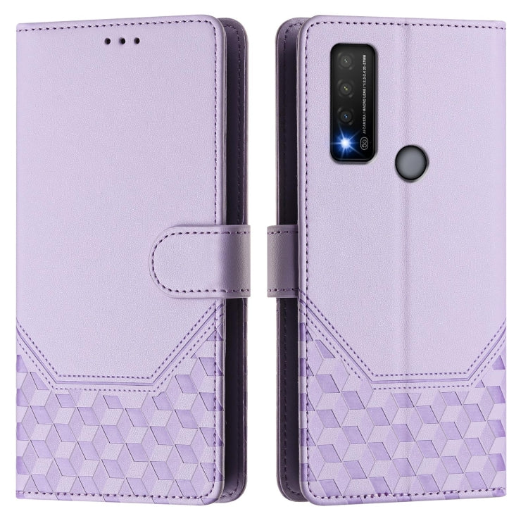For TCL 20R Honeycomb Embossing RFID Leather Phone Case