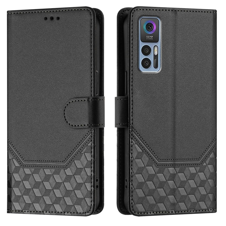 For TCL 30 5G / 4G / 30+ Honeycomb Embossing RFID Leather Phone Case