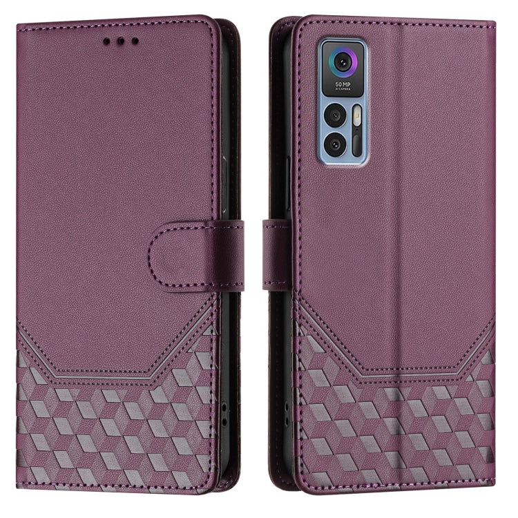 For TCL 30 5G / 4G / 30+ Honeycomb Embossing RFID Leather Phone Case