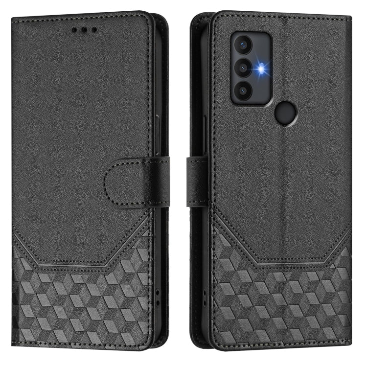 For TCL 30 SE Honeycomb Embossing RFID Leather Phone Case