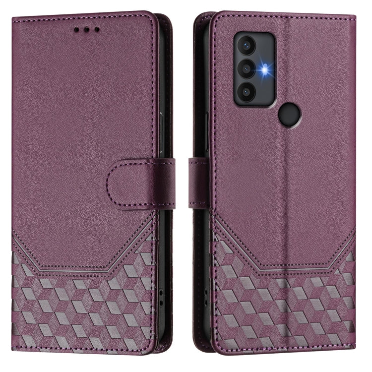 For TCL 30 SE Honeycomb Embossing RFID Leather Phone Case
