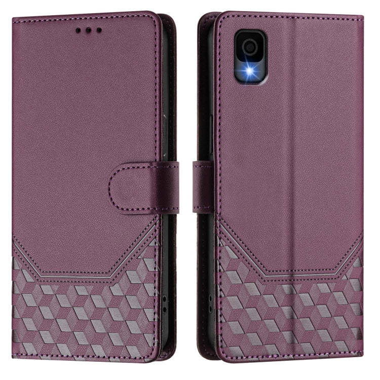 For TCL 30Z Honeycomb Embossing RFID Leather Phone Case