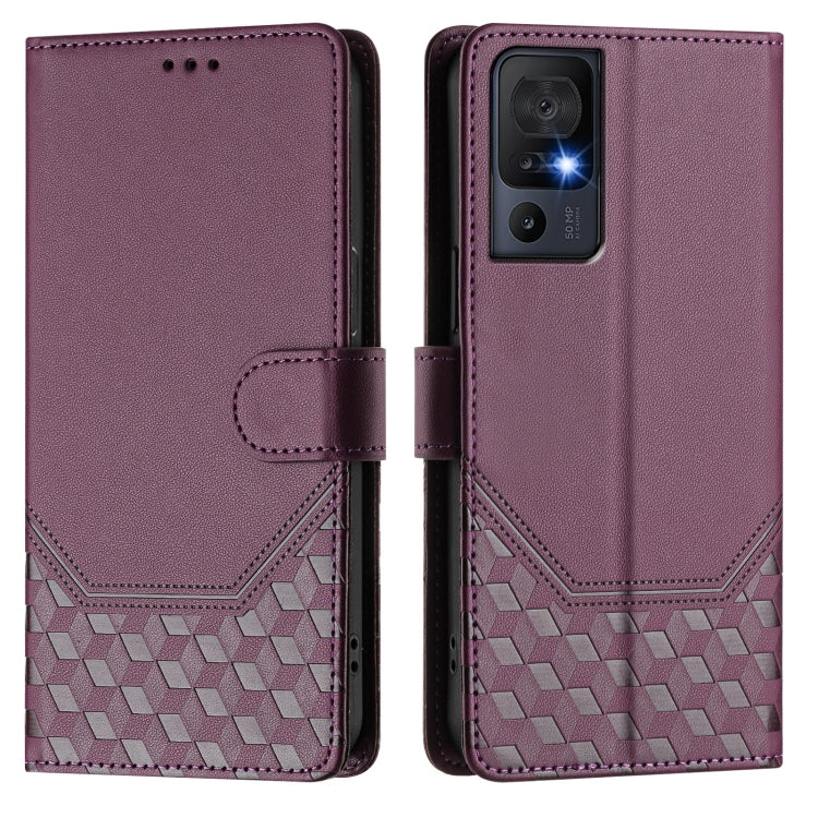 For TCL 40 SE Honeycomb Embossing RFID Leather Phone Case