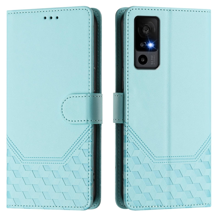 For TCL 40R Honeycomb Embossing RFID Leather Phone Case