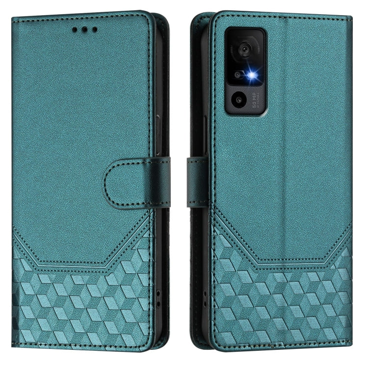 For TCL 40R Honeycomb Embossing RFID Leather Phone Case
