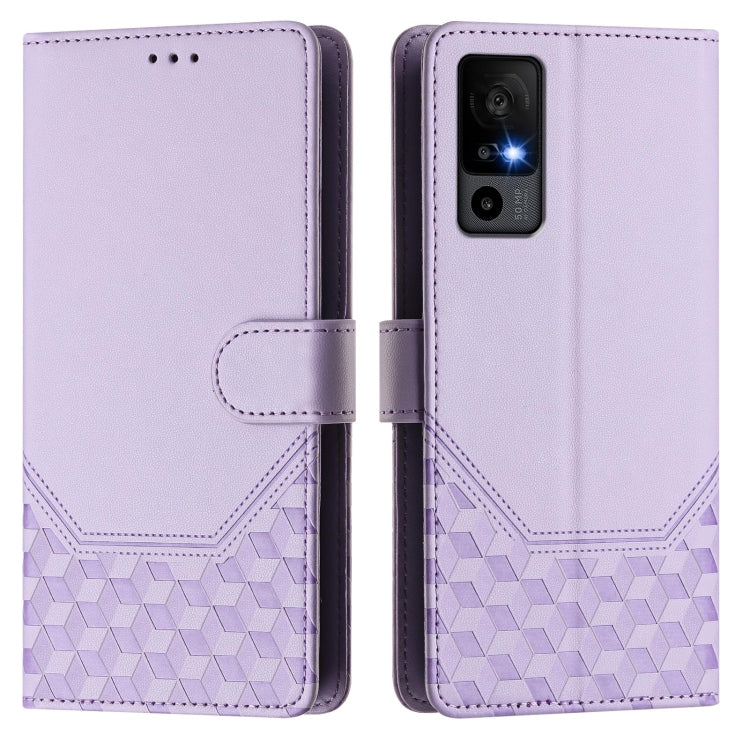 For TCL 40R Honeycomb Embossing RFID Leather Phone Case