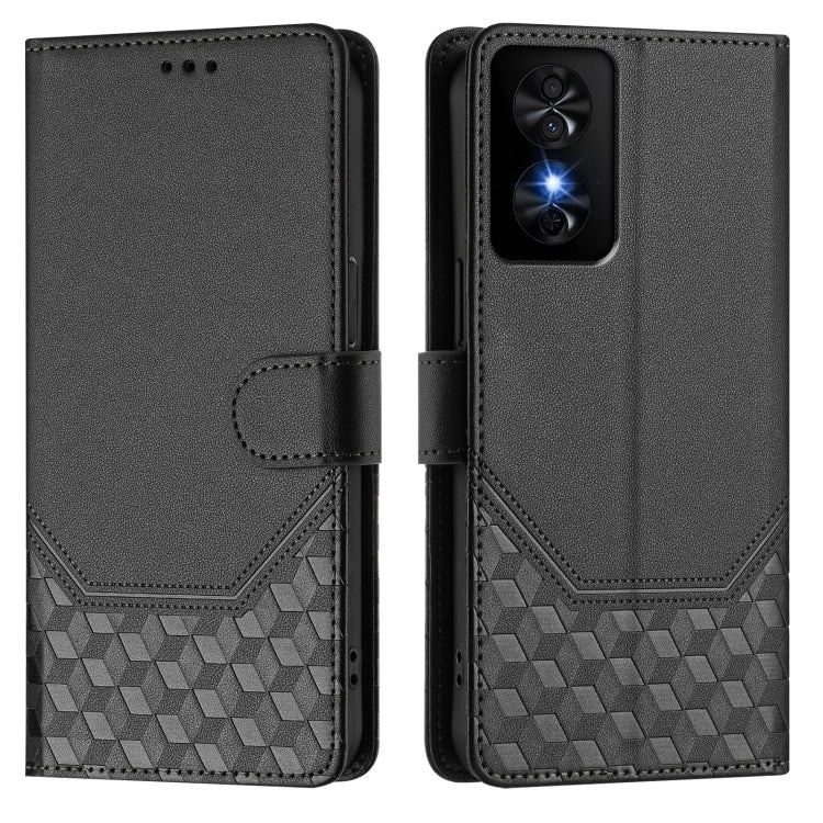 For TCL 50 SE Honeycomb Embossing RFID Leather Phone Case