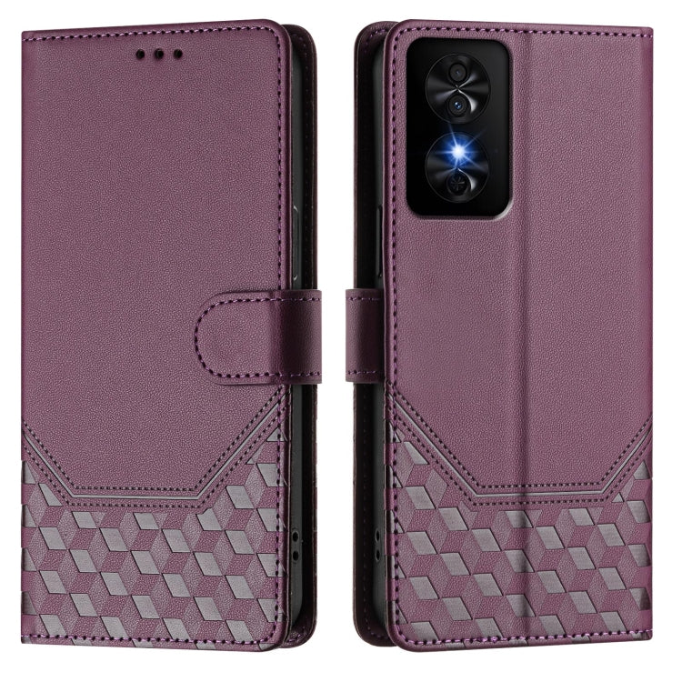 For TCL 50 SE Honeycomb Embossing RFID Leather Phone Case