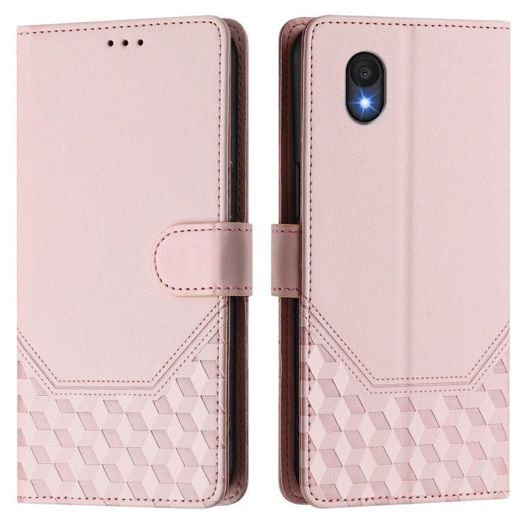 For TCL 201 Honeycomb Embossing RFID Leather Phone Case