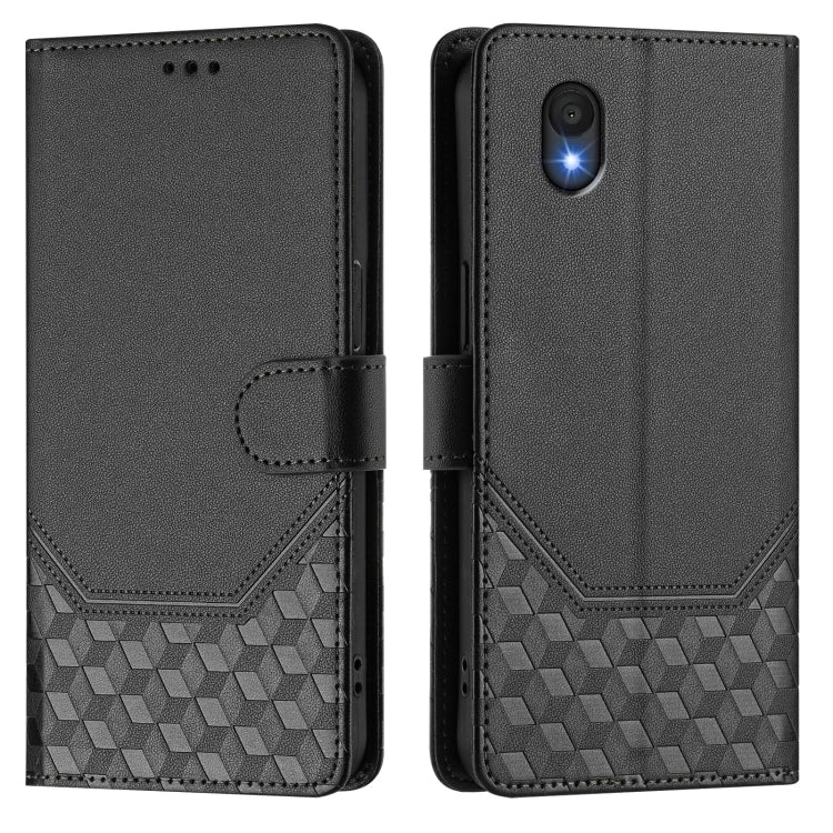 For TCL 201 Honeycomb Embossing RFID Leather Phone Case