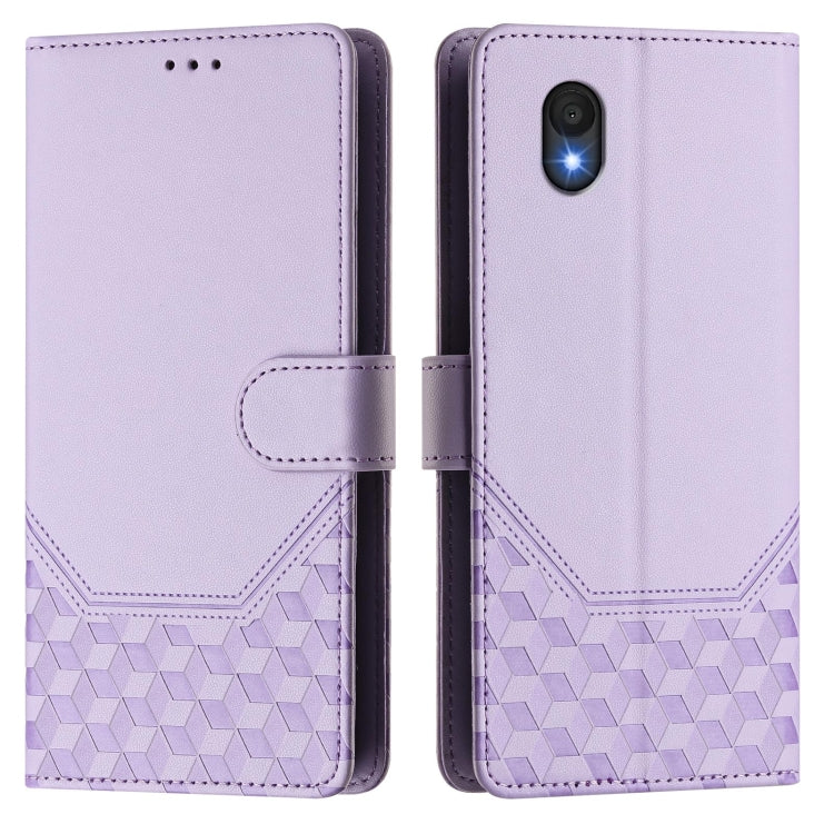 For TCL 201 Honeycomb Embossing RFID Leather Phone Case