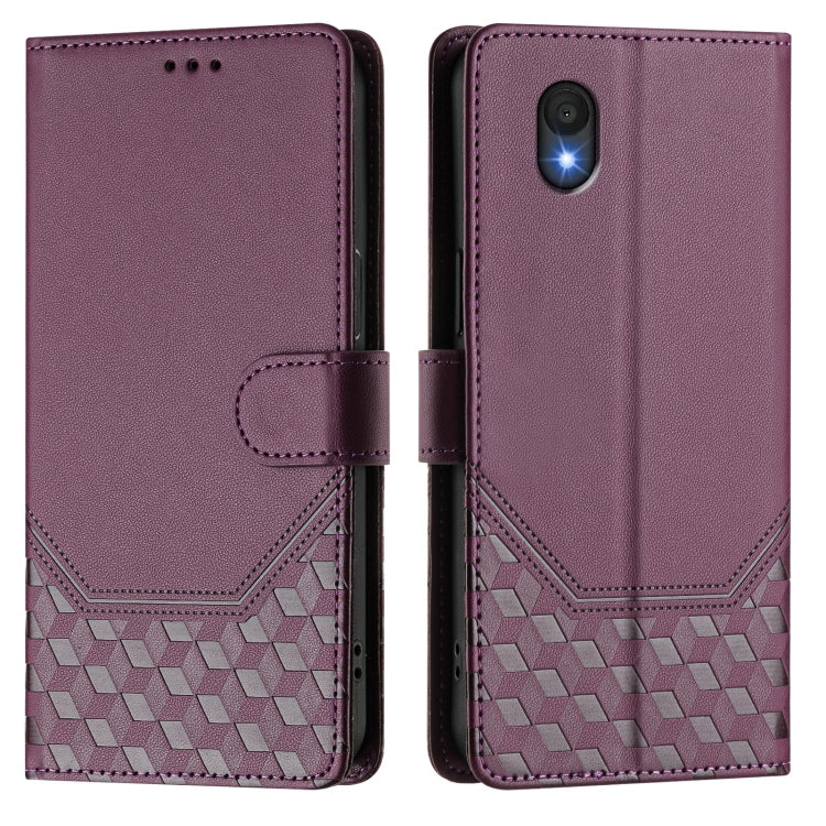 For TCL 201 Honeycomb Embossing RFID Leather Phone Case