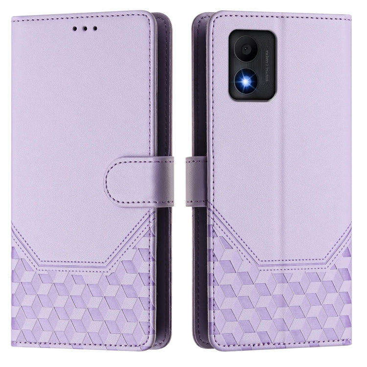 For TCL 303 Honeycomb Embossing RFID Leather Phone Case