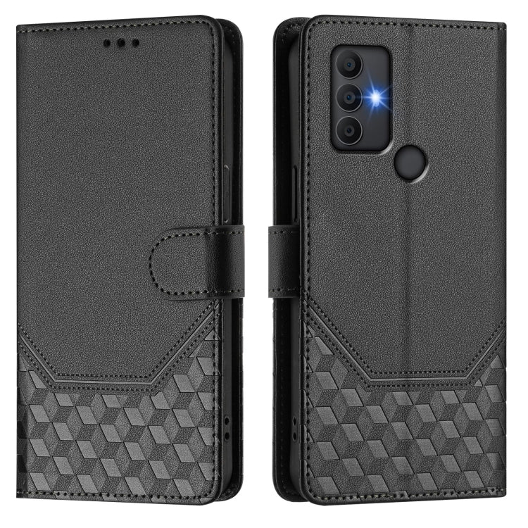 For TCL 305 / 306 Honeycomb Embossing RFID Leather Phone Case