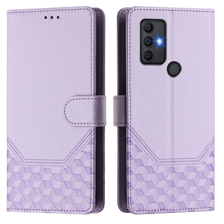 For TCL 305 / 306 Honeycomb Embossing RFID Leather Phone Case