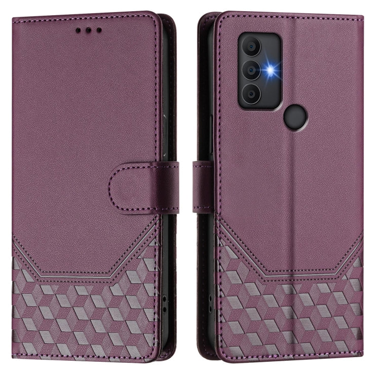 For TCL 305 / 306 Honeycomb Embossing RFID Leather Phone Case