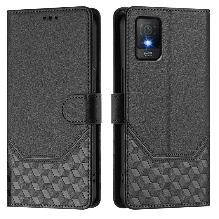 For TCL 403 Honeycomb Embossing RFID Leather Phone Case