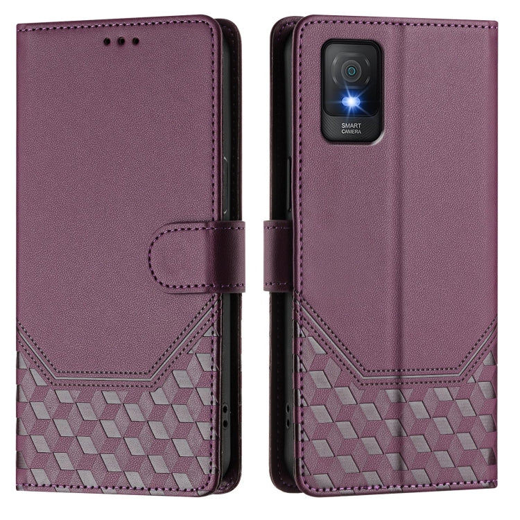 For TCL 403 Honeycomb Embossing RFID Leather Phone Case