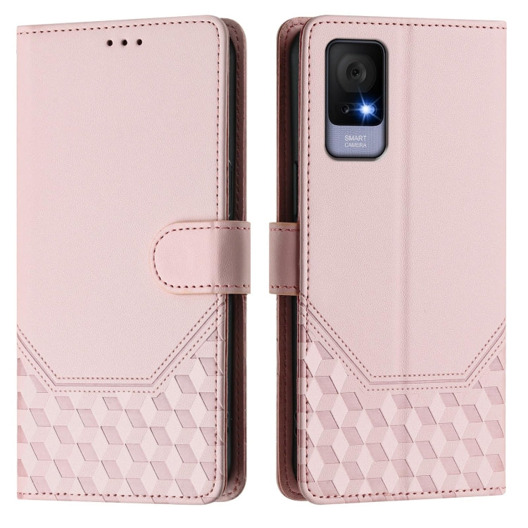 For TCL 405 / 406 / 408 Honeycomb Embossing RFID Leather Phone Case