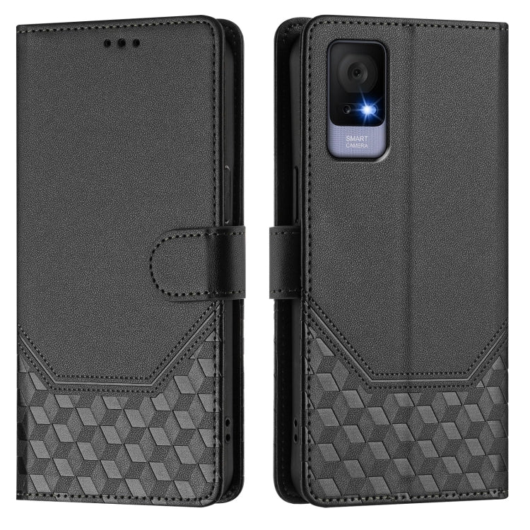 For TCL 405 / 406 / 408 Honeycomb Embossing RFID Leather Phone Case