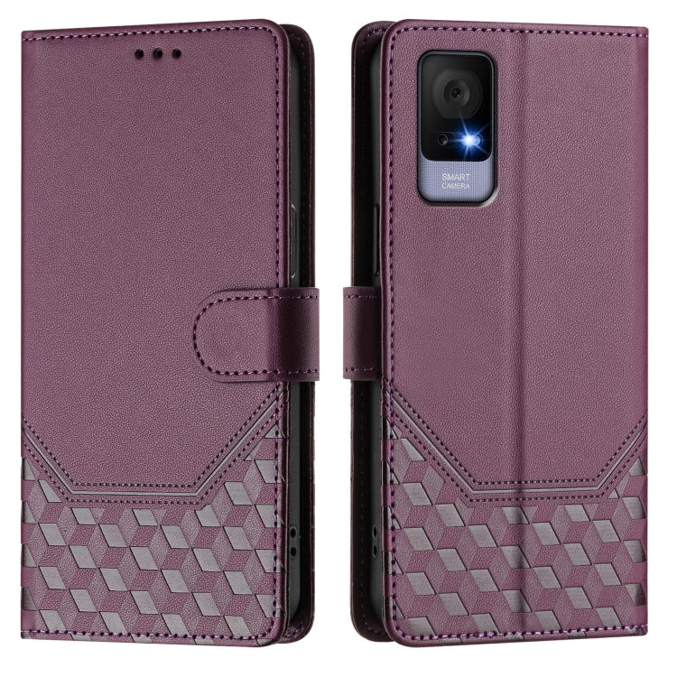 For TCL 405 / 406 / 408 Honeycomb Embossing RFID Leather Phone Case
