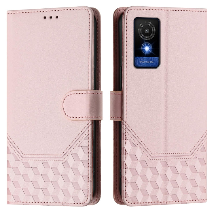 For TCL 501 Honeycomb Embossing RFID Leather Phone Case