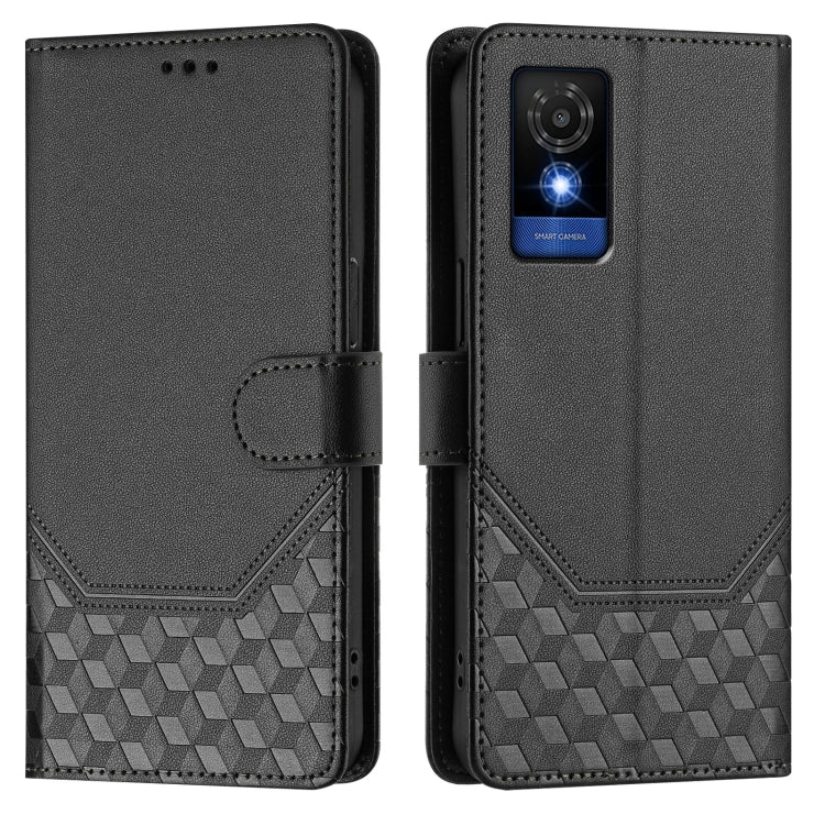 For TCL 501 Honeycomb Embossing RFID Leather Phone Case