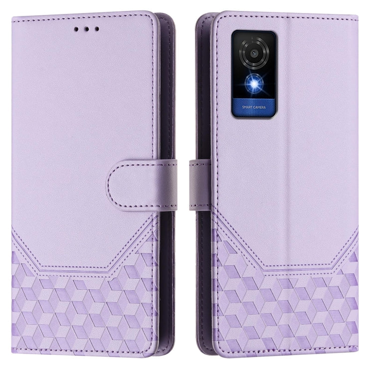 For TCL 501 Honeycomb Embossing RFID Leather Phone Case