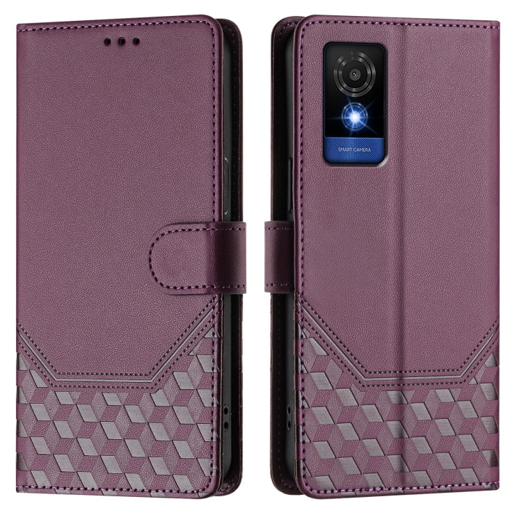 For TCL 501 Honeycomb Embossing RFID Leather Phone Case