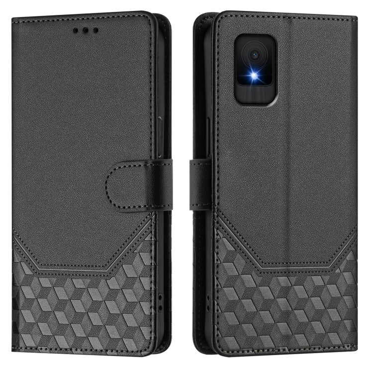 For TCL 502 Honeycomb Embossing RFID Leather Phone Case