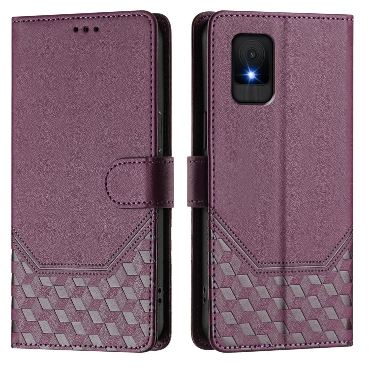 For TCL 502 Honeycomb Embossing RFID Leather Phone Case