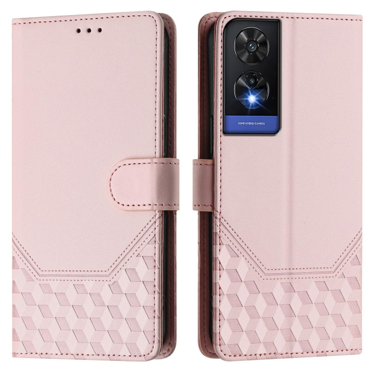 For TCL 505 Honeycomb Embossing RFID Leather Phone Case