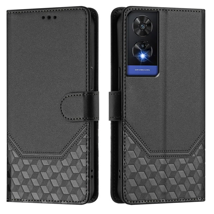 For TCL 505 Honeycomb Embossing RFID Leather Phone Case