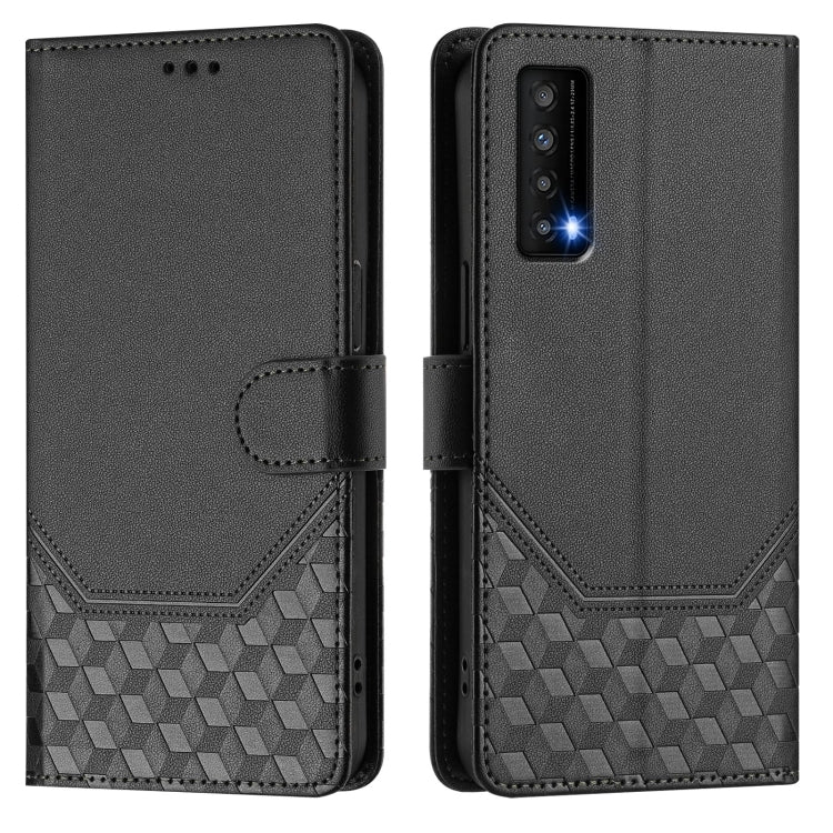 For TCL Stylus 5G Honeycomb Embossing RFID Leather Phone Case