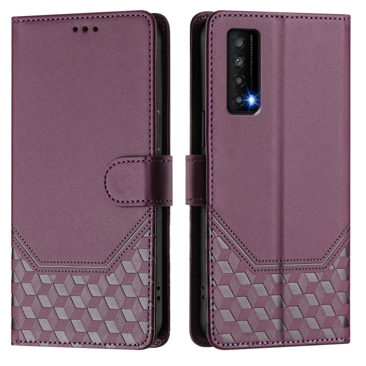 For TCL Stylus 5G Honeycomb Embossing RFID Leather Phone Case