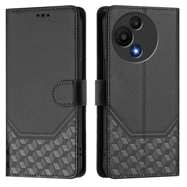 For TCL 605 / 60 SE Honeycomb Embossing RFID Leather Phone Case