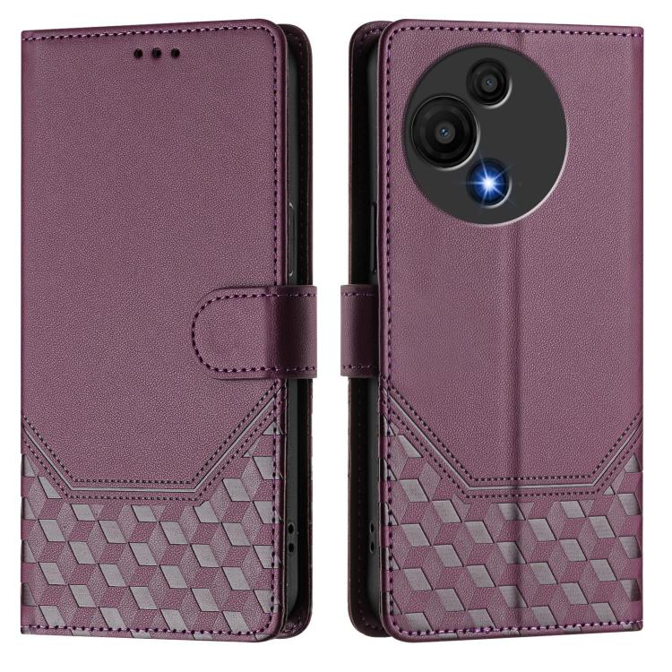 For TCL 605 / 60 SE Honeycomb Embossing RFID Leather Phone Case