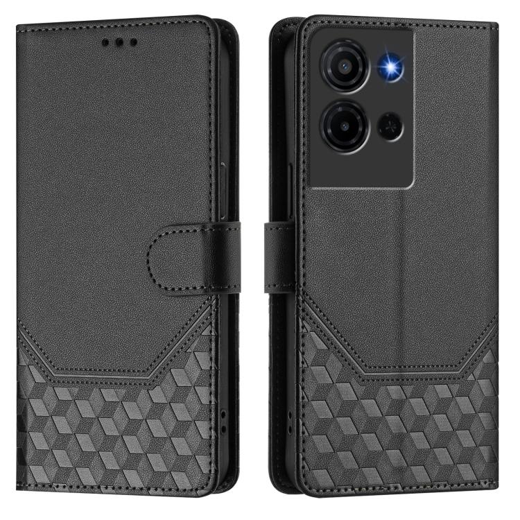 For TCL K32 5G / K33 5G Honeycomb Embossing RFID Leather Phone Case