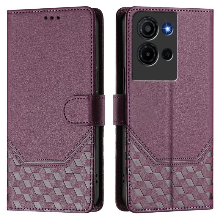 For TCL K32 5G / K33 5G Honeycomb Embossing RFID Leather Phone Case