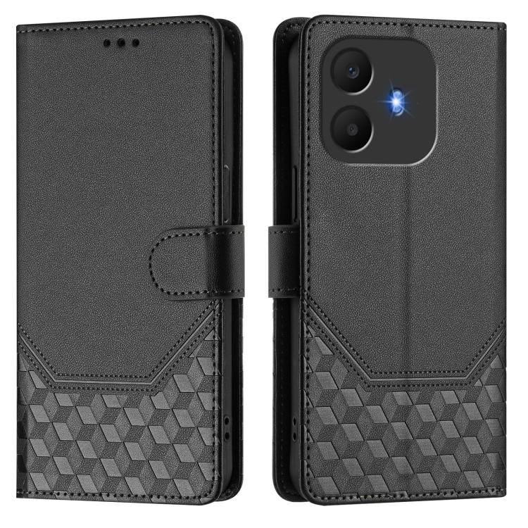 For TCL K70 Power 4G / K70 4G Honeycomb Embossing RFID Leather Phone Case