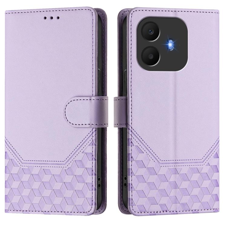 For TCL K70 Power 4G / K70 4G Honeycomb Embossing RFID Leather Phone Case