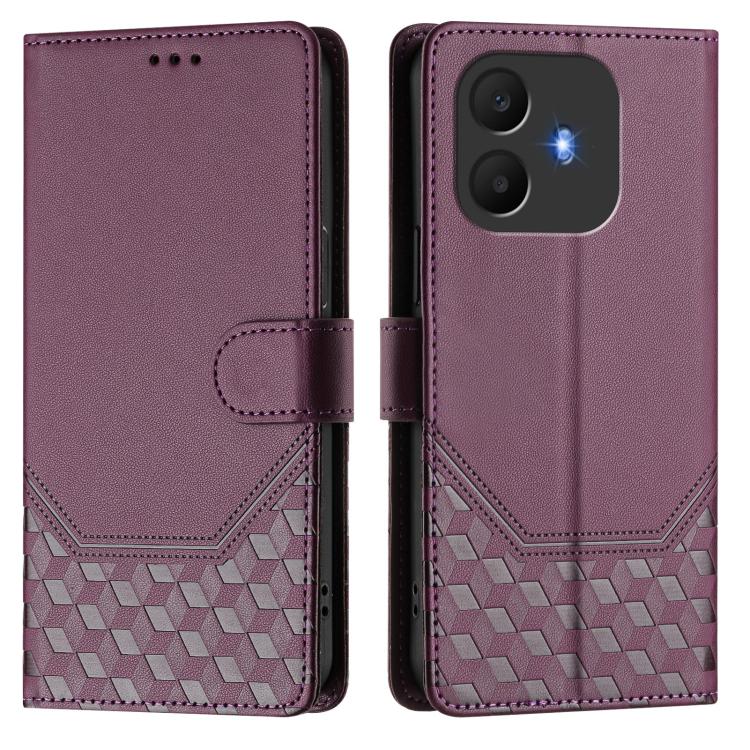 For TCL K70 Power 4G / K70 4G Honeycomb Embossing RFID Leather Phone Case