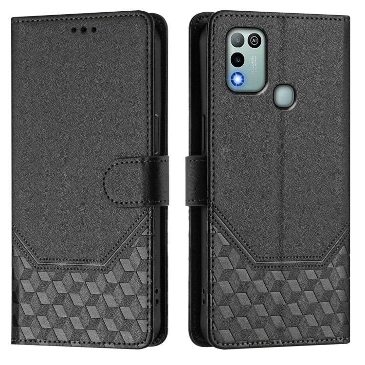 For Infinix Hot 10 Play / Hot 11 Play Honeycomb Embossing RFID Leather Phone Case