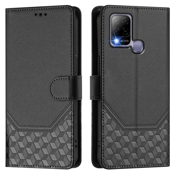 For Infinix Hot 10T / Hot 10S Honeycomb Embossing RFID Leather Phone Case