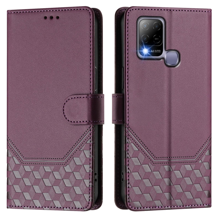 For Infinix Hot 10T / Hot 10S Honeycomb Embossing RFID Leather Phone Case